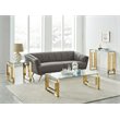 Pemberly Row Contemporary Stainless Steel/Glass Accent Table in Gold