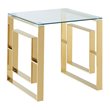 Pemberly Row Contemporary Stainless Steel/Glass Accent Table in Gold