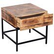 Pemberly Row Industrial Wood & Wrought Iron Accent Table Natural Burnt & Black