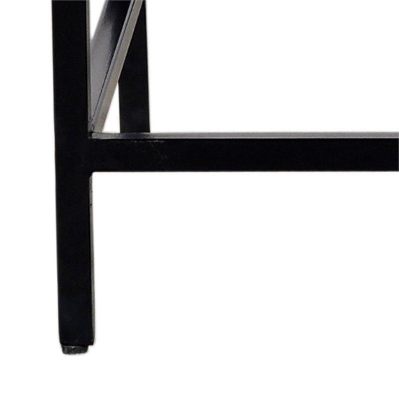 Pemberly Row Industrial Wood & Wrought Iron Accent Table Natural Burnt & Black
