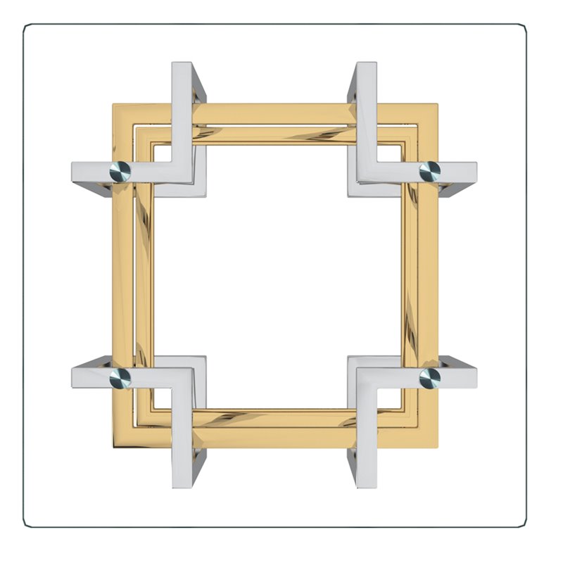Pemberly Row Contemporary Metal/Glass Accent Table in Silver/Gold