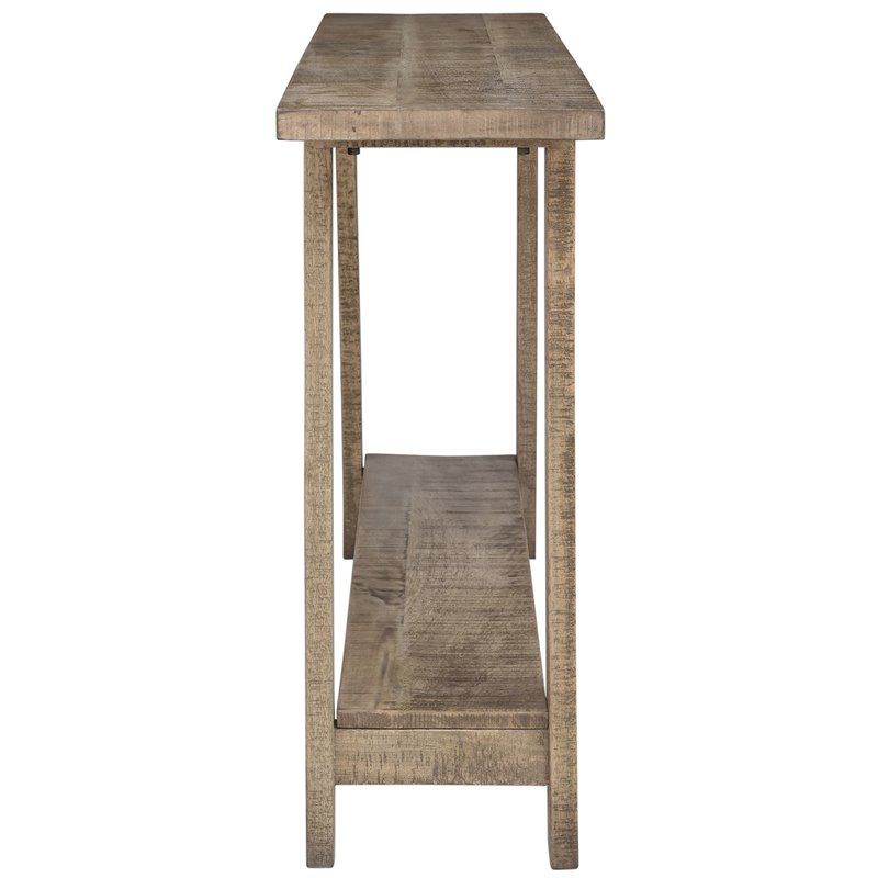 Pemberly Row Rustic Modern 2-Tier Solid Wood Console Table in Reclaimed Gray