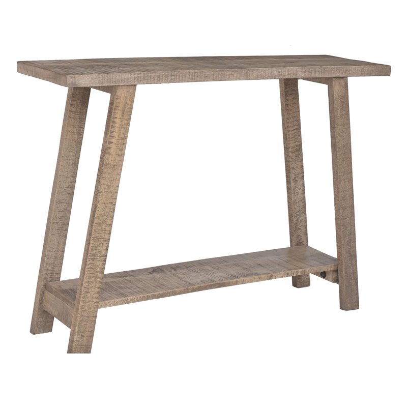 Pemberly Row Rustic Modern 2-Tier Solid Wood Console Table in Reclaimed Gray