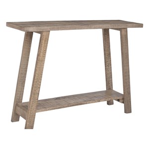 Pemberly Row Rustic Modern 2-Tier Solid Wood Console Table in Reclaimed Gray