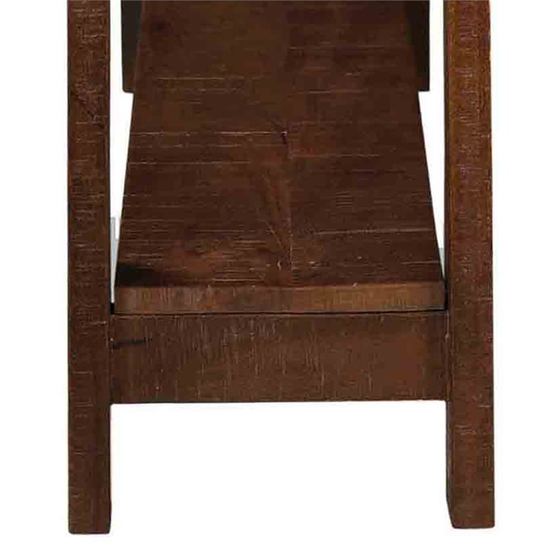 Pemberly Row Rustic Modern 2-Tier Solid Wood Console Table in Walnut