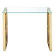 Pemberly Row Contemporary Stainless Steel and Glass ConsoleDesk Gold