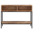 Pemberly Row Industrial Wood & Wrought Iron Console Table Natural Burnt andBlack