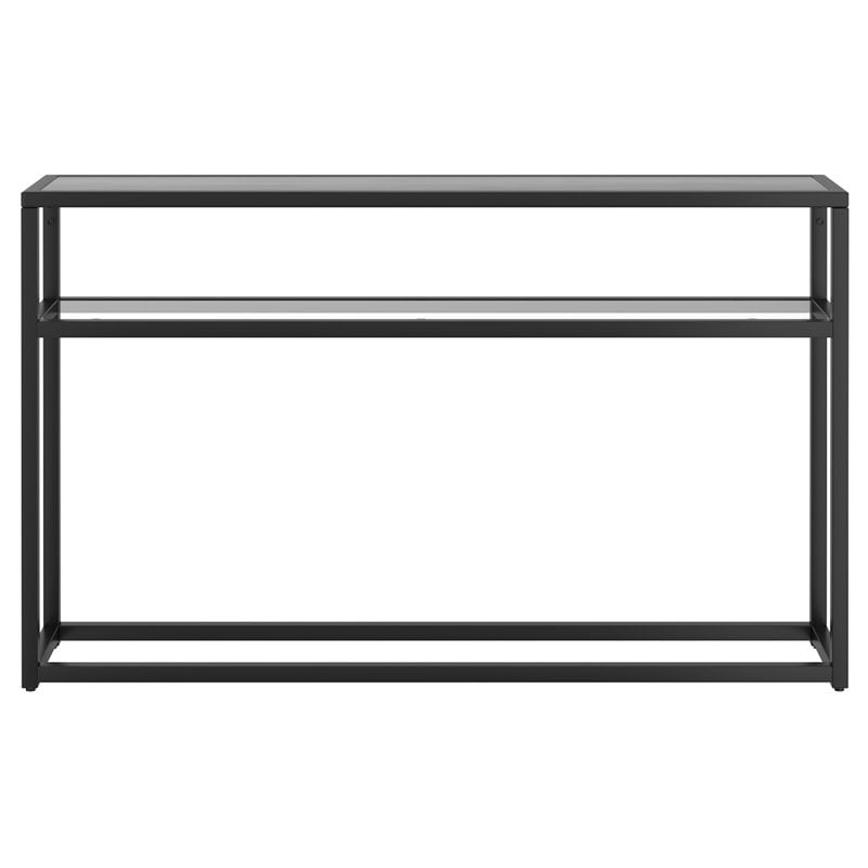 Pemberly Row Contemporary Metal and Glass and MDF Console Table Black