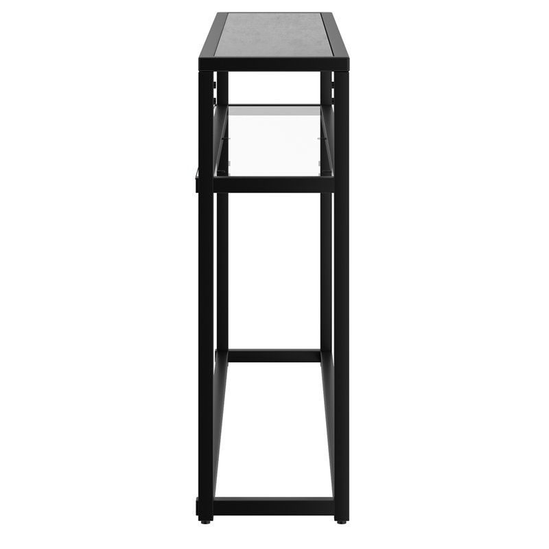 Pemberly Row Contemporary Metal and Glass and MDF Console Table Black