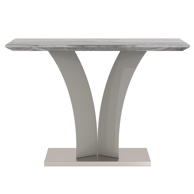 Pemberly Row Modern Faux Marble/Stainless Steel Console Table in Gray