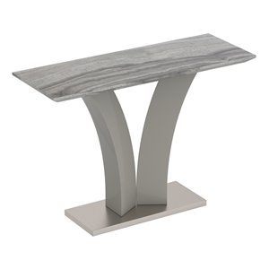 Pemberly Row Modern Faux Marble/Stainless Steel Console Table in Gray