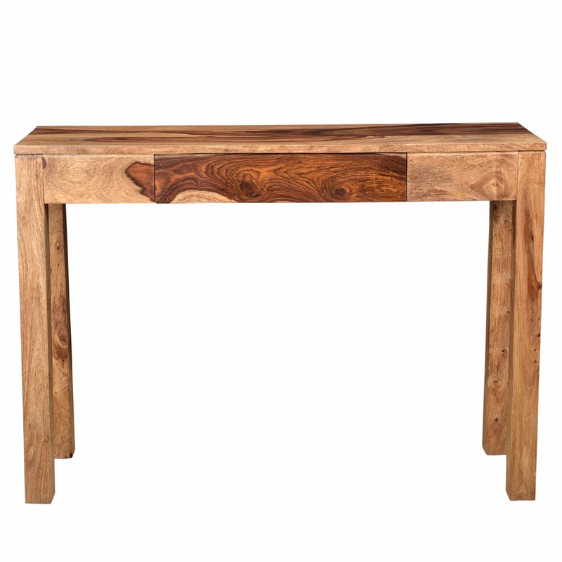 Pemberly Row Rustic Modern Solid Wood ConsoleDesk Dark Sheesham