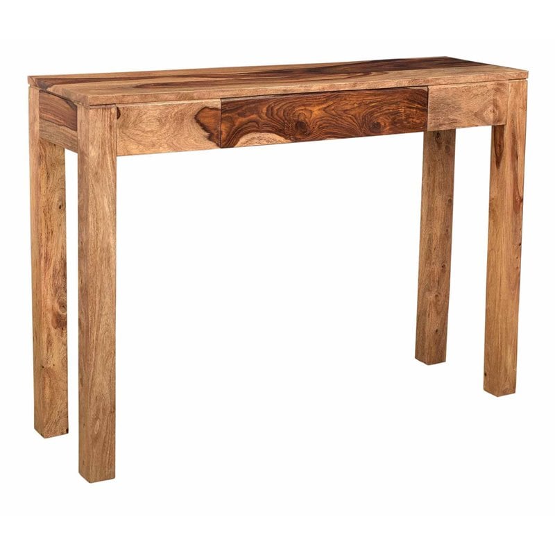 Pemberly Row Rustic Modern Solid Wood ConsoleDesk Dark Sheesham