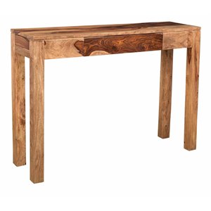 Pemberly Row Rustic Modern Solid Wood ConsoleDesk Dark Sheesham