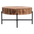 Pemberly Row Solid Wood and Iron Round Coffee Table Natural and Black