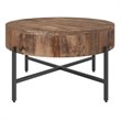 Pemberly Row Solid Wood and Iron Round Coffee Table Natural and Black
