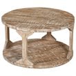 Pemberly Row Rustic Modern Solid Wood Round Coffee Table Distressed Natural