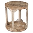 Pemberly Row Rustic Modern Solid Wood Round Accent Table Distressed Natural