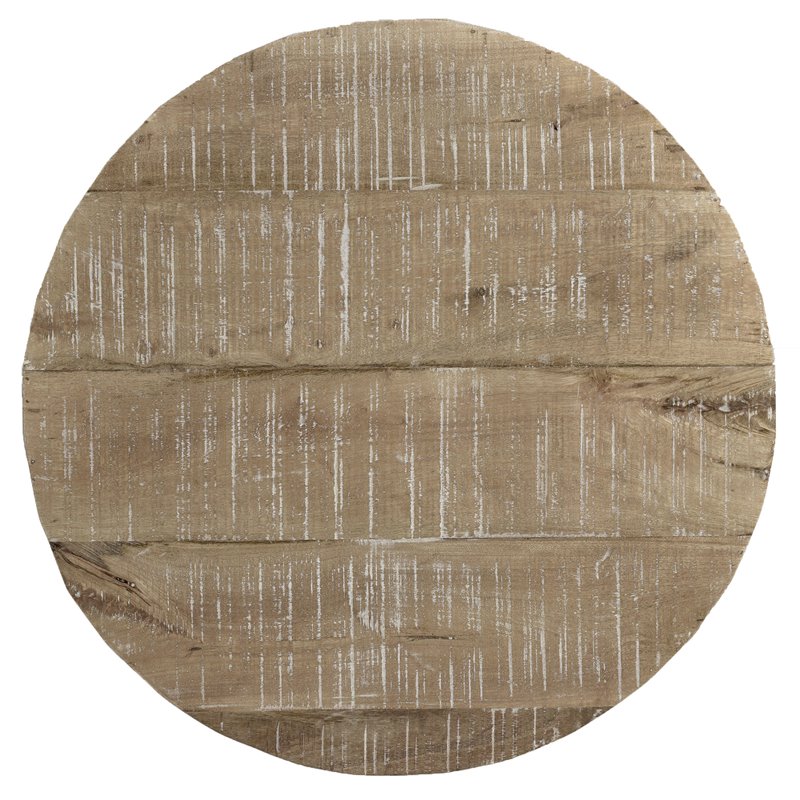 Pemberly Row Rustic Modern Solid Wood Round Accent Table Distressed Natural