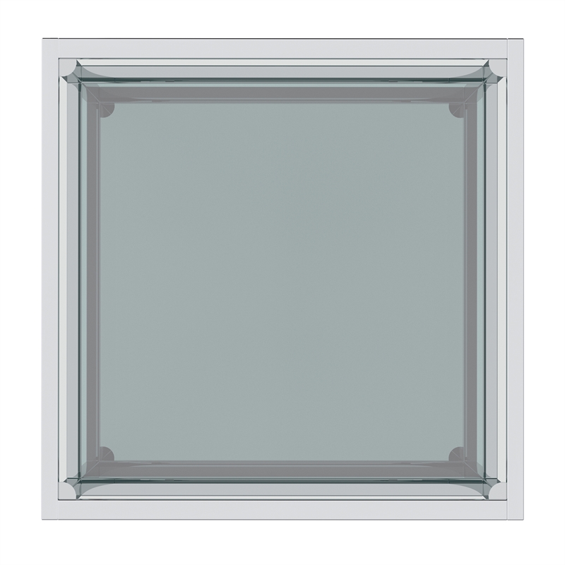 Pemberly Row Contemporary Metal and Glass Small Square Coffee Table Silver