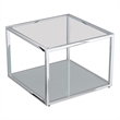 Pemberly Row Contemporary Metal and Glass Small Square Coffee Table Silver