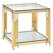 Pemberly Row Contemporary Metal and Glass Large Accent Table Gold