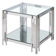 Pemberly Row Contemporary Metal and Glass Large Accent Table Silver