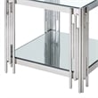 Pemberly Row Contemporary Metal and Glass Large Accent Table Silver