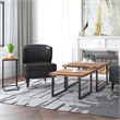 Pemberly Row Rustic Industrial Wood & Iron 2pc Coffee Table Set Natural & Black