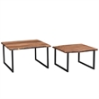 Pemberly Row Rustic Industrial Wood & Iron 2pc Coffee Table Set Natural & Black