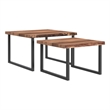 Pemberly Row Rustic Industrial Wood & Iron 2pc Coffee Table Set Natural & Black