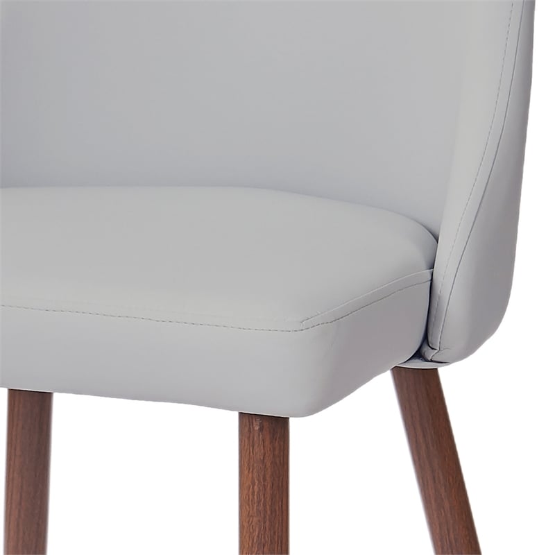 Pemberly Row Faux Leather and Metal Dining Chair Set of 2 Gray and Walnut