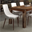 Pemberly Row Faux Leather and Metal Dining Chair Set of 2 White and Walnut