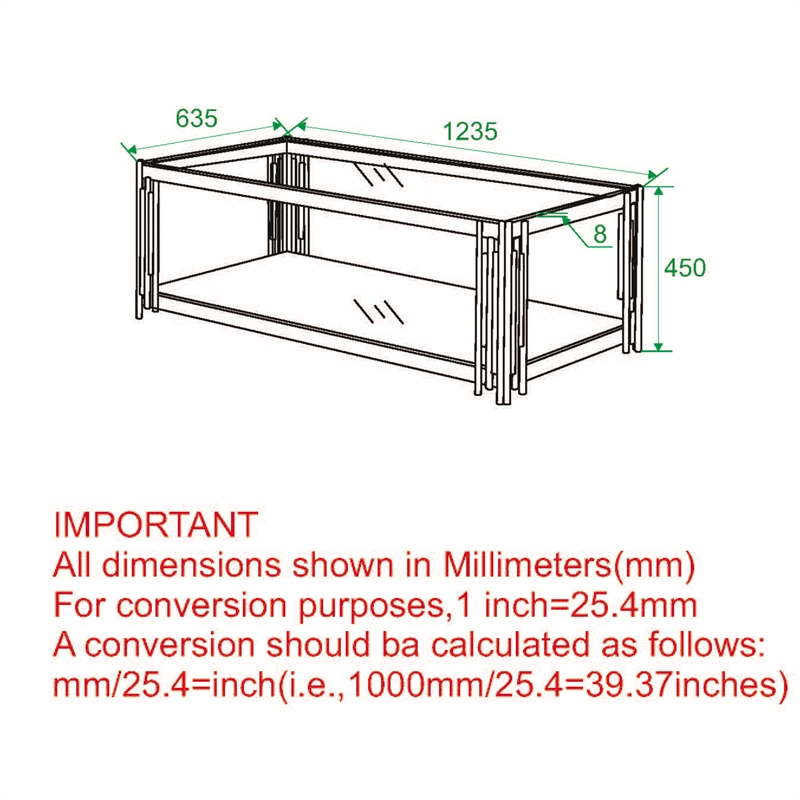 Pemberly Row Estrel Metal/Glass Top Coffee Table with Lower Shelf in Silver