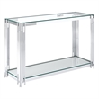 Pemberly Row Contemporary Metal and Glass Console Table Silver