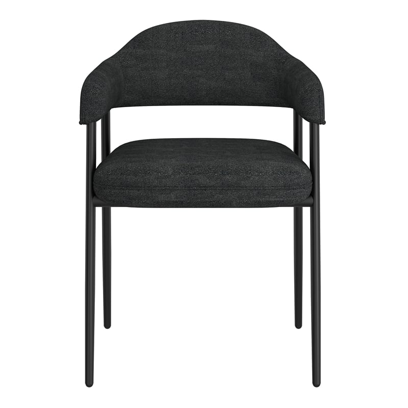 Pemberly Row Fabric and Metal Dining Chair Set of 2 Charcoal and Black