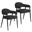 Pemberly Row Fabric and Metal Dining Chair Set of 2 Charcoal and Black
