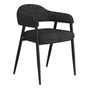 Pemberly Row Fabric and Metal Dining Chair Set of 2 Charcoal and Black