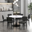 Pemberly Row Modern Fabric and Metal Dining Chair Set of 2 Charcoal and Black