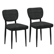 Pemberly Row Modern Fabric and Metal Dining Chair Set of 2 Charcoal and Black