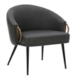 Pemberly Row Faux Leather Accent Chair Vintage Charcoal Black Aged Gold