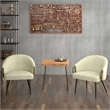 Pemberly Row Mid-Century Faux Leather Accent Chair Vintage Ivory Black Aged Gold
