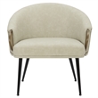 Pemberly Row Mid-Century Faux Leather Accent Chair Vintage Ivory Black Aged Gold