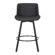 Pemberly Row Faux Leather Swivel Counter Stool Set of 2 Vintage Charcoal & Black