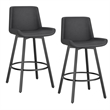Pemberly Row Faux Leather Swivel Counter Stool Set of 2 Vintage Charcoal & Black