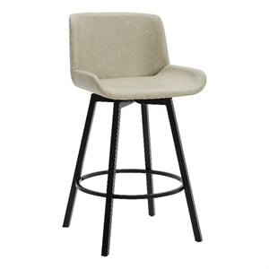 Pemberly Row Faux Leather Swivel Counter Stool Set of 2 Vintage Ivory & Black