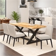 Pemberly Row Faux Leather and Metal Dining Chair Set of 2 Beigeand Black