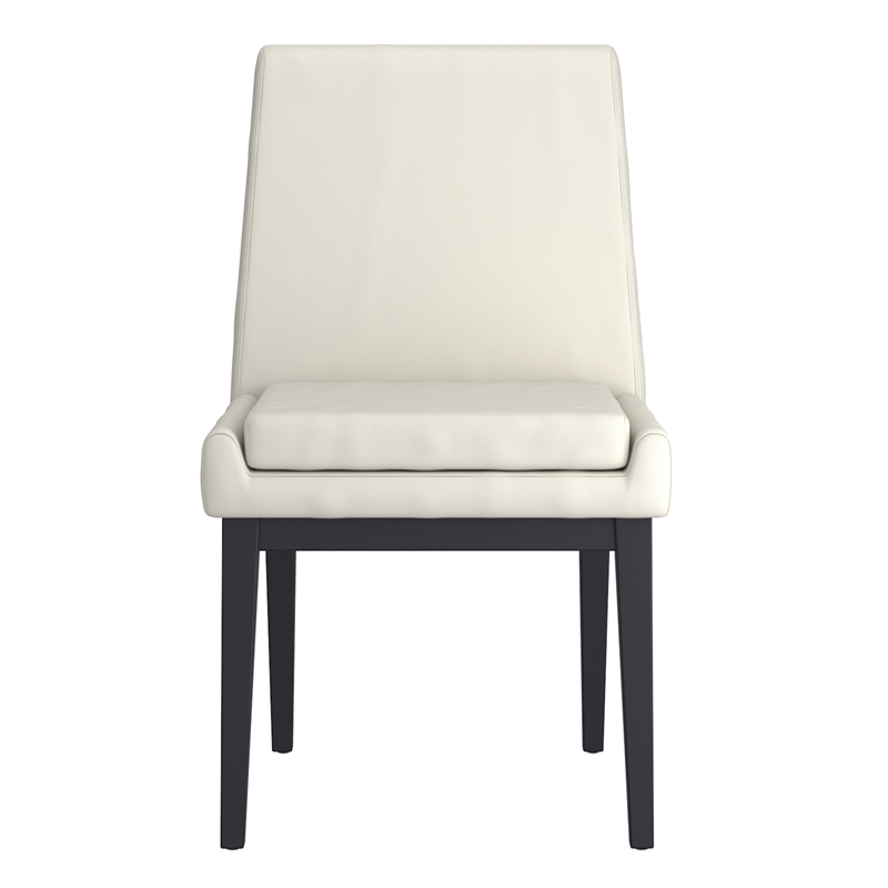 Pemberly Row Faux Leather and Metal Dining Chair Set of 2 Beigeand Black