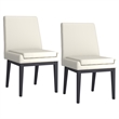 Pemberly Row Faux Leather and Metal Dining Chair Set of 2 Beigeand Black