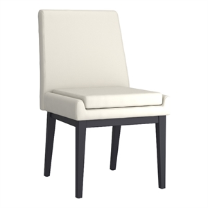 Pemberly Row Faux Leather and Metal Dining Chair Set of 2 Beigeand Black